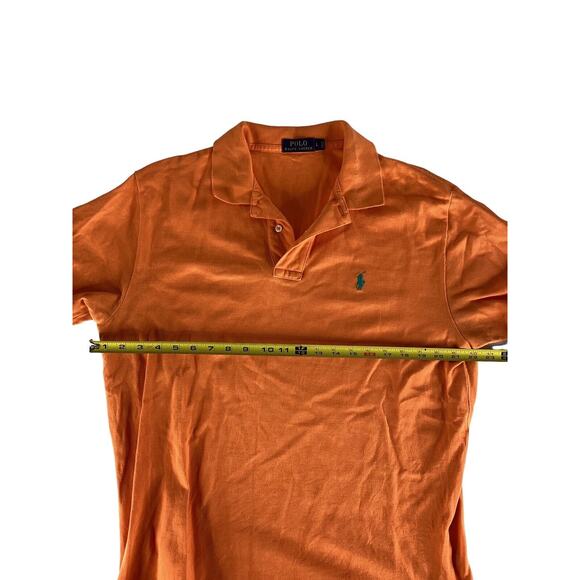 Polo Ralph Lauren Mens L Classic Polo Shirt Short Sleeve Orange Green Logo - Picture 4 of 7